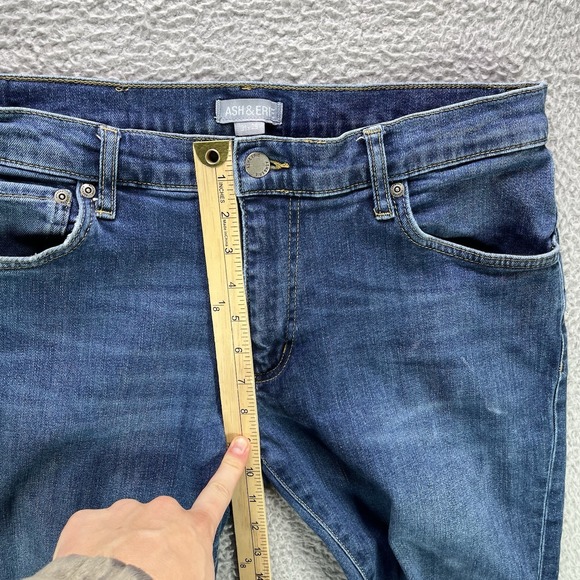 Ash & Erie Jeans Mens 31x29 Blue Slim Fit Stretch Denim Tapered Leg - Picture 8 of 11